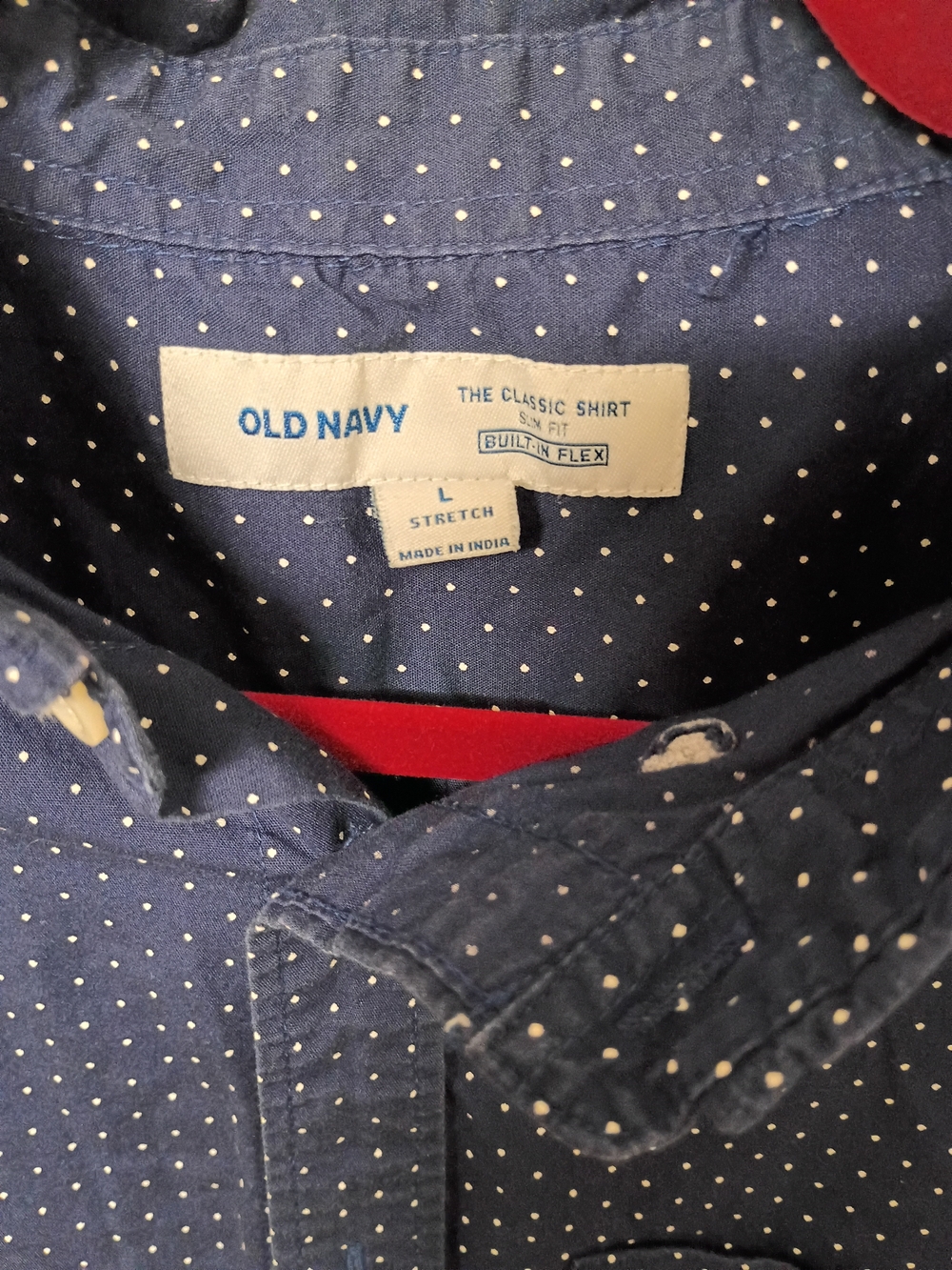 Old Navy Men's Navy Blue Short-Sleeve Dot-Print Button-Down Shirt - Picture 2 of 3